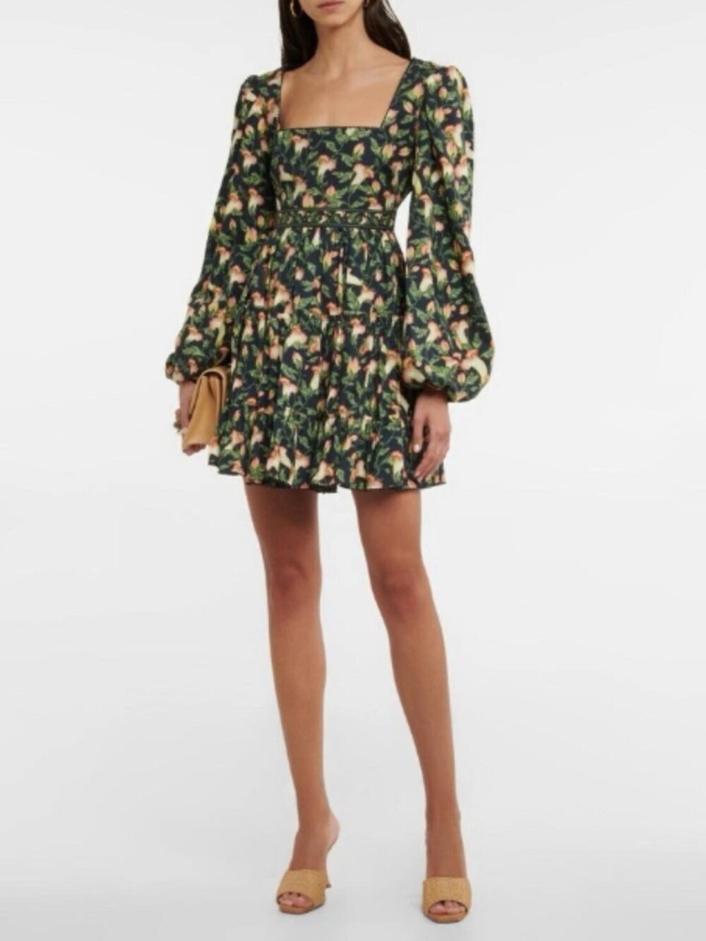 Agua by Agua Bendita Avena floral cotton minidress puff sleeves cottagecore